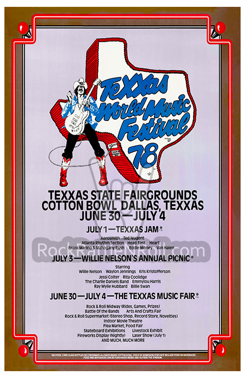 Texxas Jam 1978 Repro Poster Print