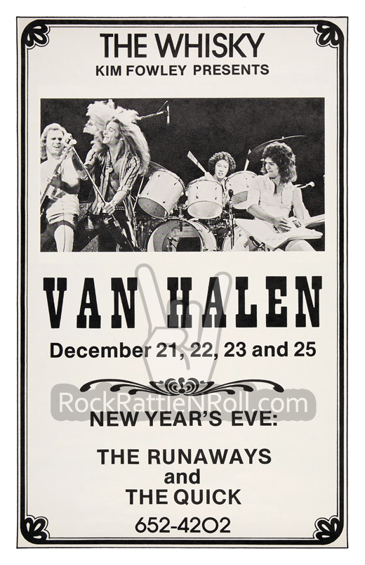 Van Halen - December 21-25 and 31, 1977 New Years Eve Whisky A-Go-Go Repro Concert Poster