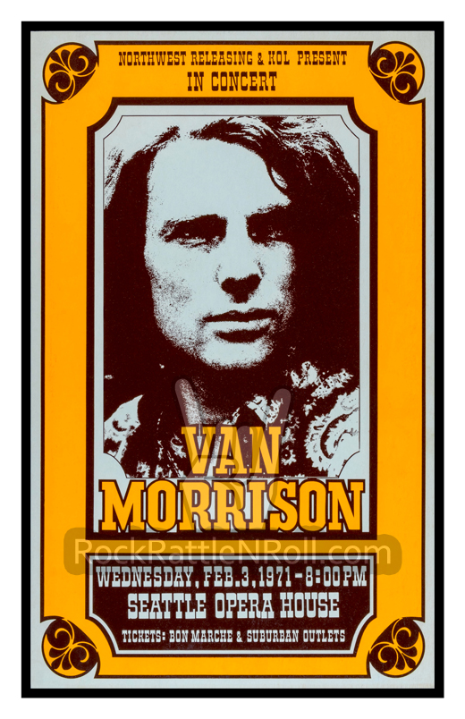 Van Morrison - February 3, 1971 Seattle Opera House Seattle, WA Concert Poster