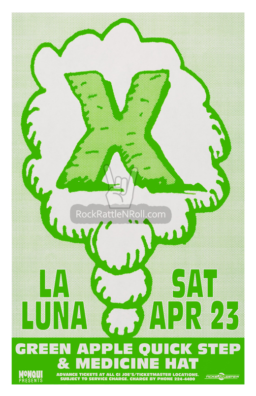 X - 1993 La Luna Portland, OR Concert Poster