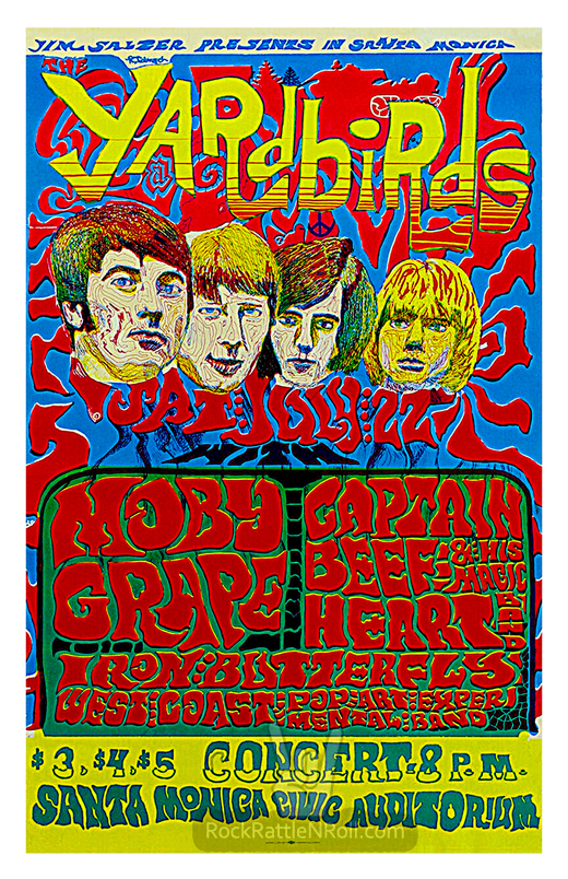 Yardbirds - 1967 Santa Monica Auditoruim CA Concert Poster