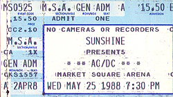 AC/DC Ticket Stub 05-25-88 Market Square Arena - Indianapolis, IN