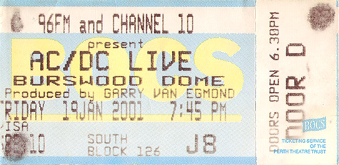 AC/DC 01-19-01 Burswood Dome - Burswood, Australia