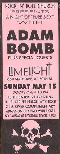Adam Bomb 05-15-85 Limelight - New York, NY