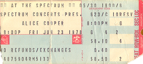 Alice Cooper - 06-23-78 Spectrum Arena Philadelphia, PA