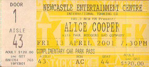 Alice Cooper 04-13-2001 Newcastle Centre Newcastle, Australia