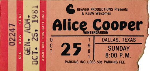 Alice Cooper 10-25-81 Wintergarden Dallas, TX