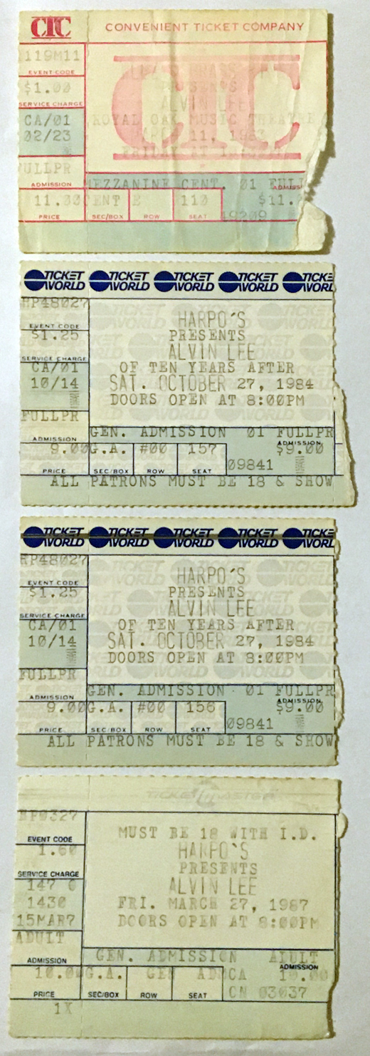 Alvin Lee Miscellaneous Ticket Stubs