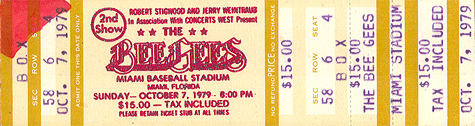 Bee Gees 10-07-79 Miami baseball Stadium, Miami, FL