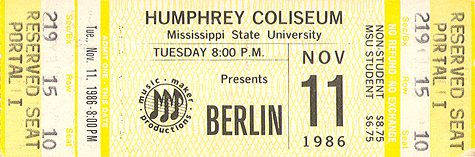 Berlin 11-07-86 Humphrey Coliseum Starkville, MS
