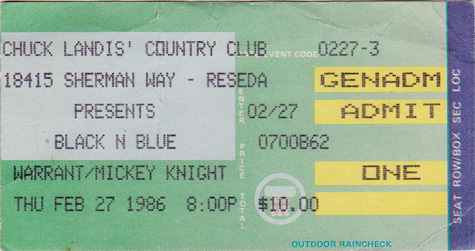 Black N' Blue 02-27-86 Chuck Landis' Country Club - Los Angeles, CA