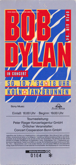 Bob Dylan 07-10-94 Tanzbrunnen - Koln Germany