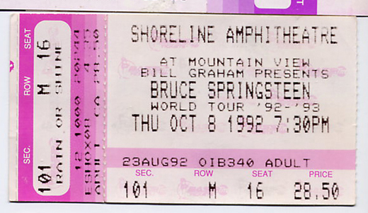 Bruce Springsteen 10-08-92 Shoreline Amphitheater Mountain View, CA