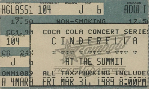 Cinderella 03-31-89 The Summit Arena - Houston, TX
