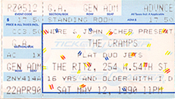 The Cramps Ticket Stub 05-12-90 The Ritz - New York, NY