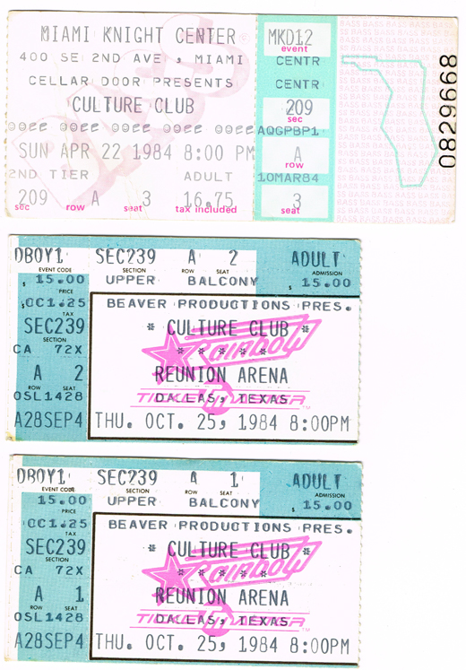 Culture Club Miscellaneous Ticket Stubs