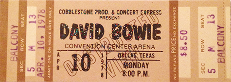 David Bowie 04-10-78 Dallas Convention Center Arena - Dallas, TX
