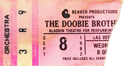 Doobie Brothers Ticket Stub 09-08-82 Aladdin Theatre - Las Vegas, NV