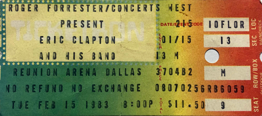 Eric Clapton 02-15-83 Reunion Arena - Dallas, TX
