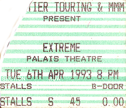 Extreme Ticket Stub 04-06-93 Palais Theatre - Melbourne, Australia