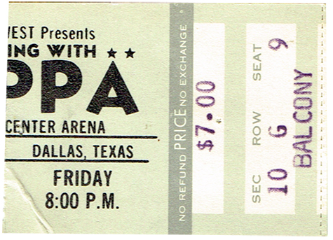 Frank Zappa 198? Dallas Convention Center Arena - Dallas, TX