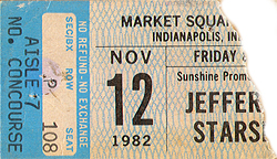 Jefferson Starship Ticket Stub 11-12-82 Market Square Arena - Indianapolis, IN