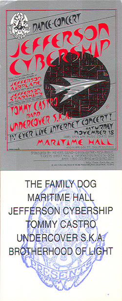Jefferson Cybership Ticket Stub 12-18-99 Maritime Hall - San Francisco, CA