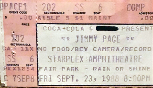 Jimmy Page 09-23-88 Starplex Amphitheater - Dallas, TX