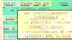 Leatherwolf Ticket Stub 04-09-88 Tommy's - Dallas, TX