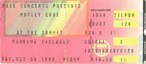 Motley Crue 10-04-85 Summit Arena - Houston, TX