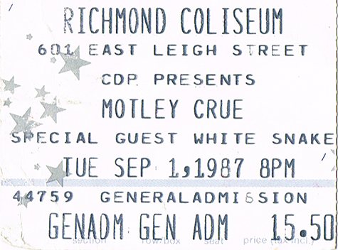 Motley Crue 09-01-87 Richmond Coliseum - Richmond, VA