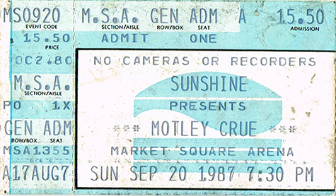 Motley Crue 09-20-87 Market Square Arena - Indianapolis, IN