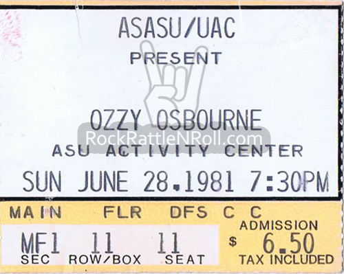 Ozzy Osbourne 06-28-81 Arizona State University