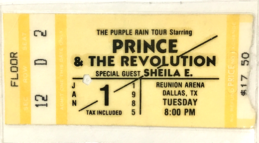 Prince Ticket Stub 01-01-85 Reunion Arena - Dallas, TX