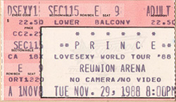 Prince Ticket Stub 11-29-88 Reunion Arena - Dallas, TX