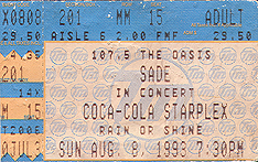 Sade - 08-08-97 Starplex Amphitheater Dallas, TX Ticket Stub