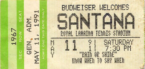Santana 05-11-91 Royal Lahaina Tennis Stadium Maui, HI