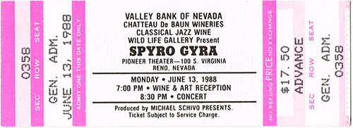 Spyro Gyra 06-13-88 Pioneer Theater - Reno, NV