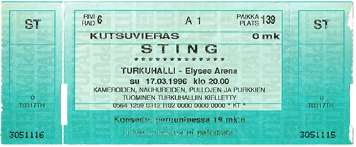 Sting 03-17-96 Turkuhalli Eylsee Arena - Finland