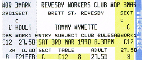 Tammy Wynette 03-03-90 Revesby Worker Club - Sydney, AU