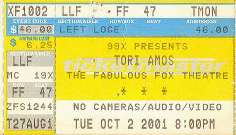 Tori Amos 10-02-01 Fox Theatre - Atlanta, GA