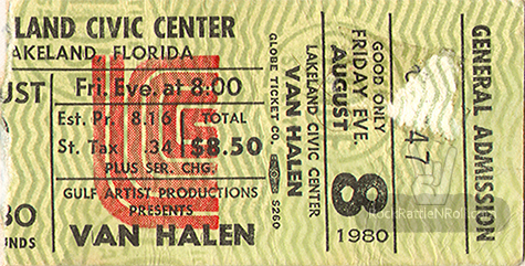 Van Halen 08-08-80 Lakeland Civic Center - Lakeland, FL #1