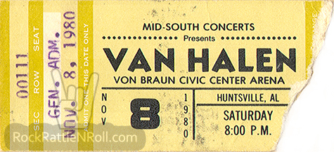 Van Halen 11-08-80 Von Braun Civic Center Arena - Huntsville, AL