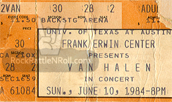 Van Halen Ticket Stub 06-10-84 Frank Erwin Center - Austin, TX