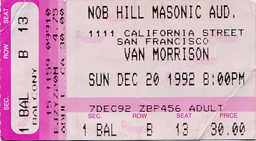 Van Morrison - 12-20-92 Nob Hill Masonic Auditorium - SF CA
