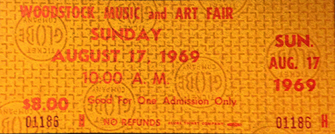 Woodstock 08-17-69 Woodstock Music and Art Fair Ticket Stub
