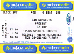 ZZ Top 07-3-89 Telewest Arena - Newcastle, UK